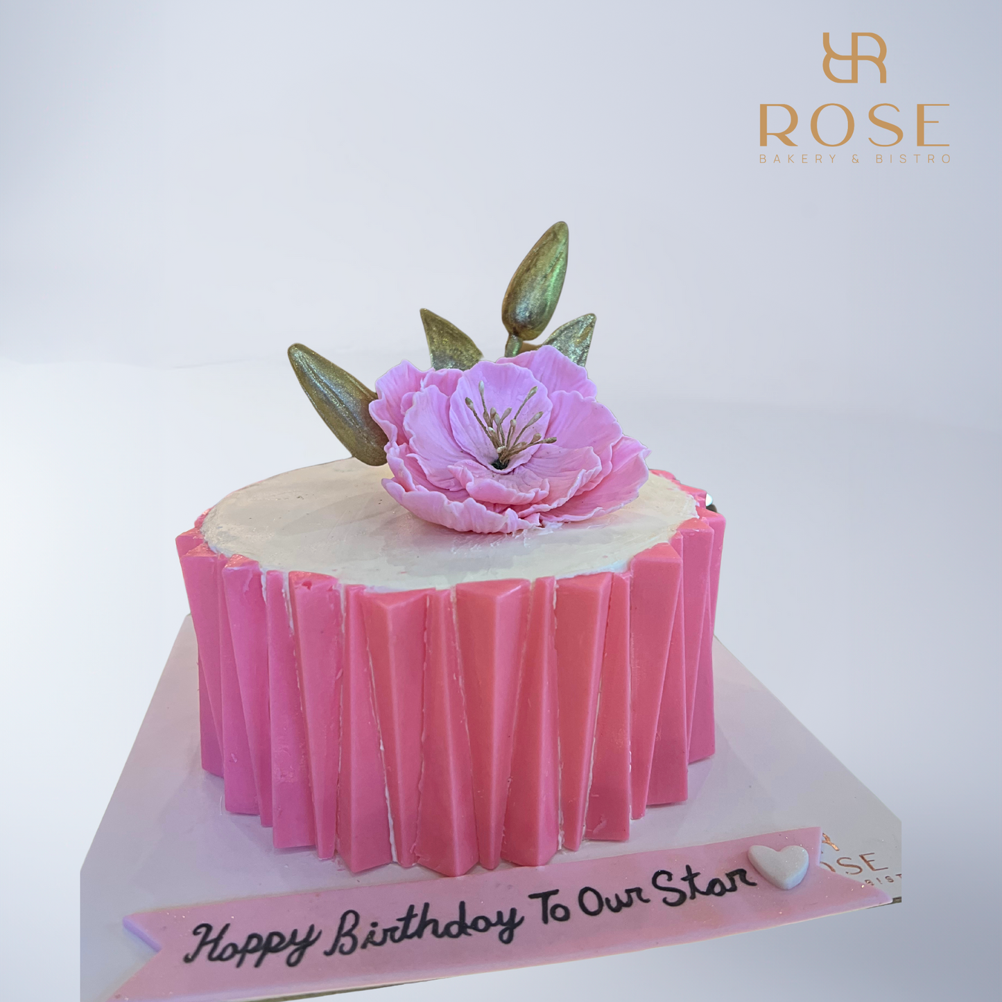 Geometric pink flower cake
