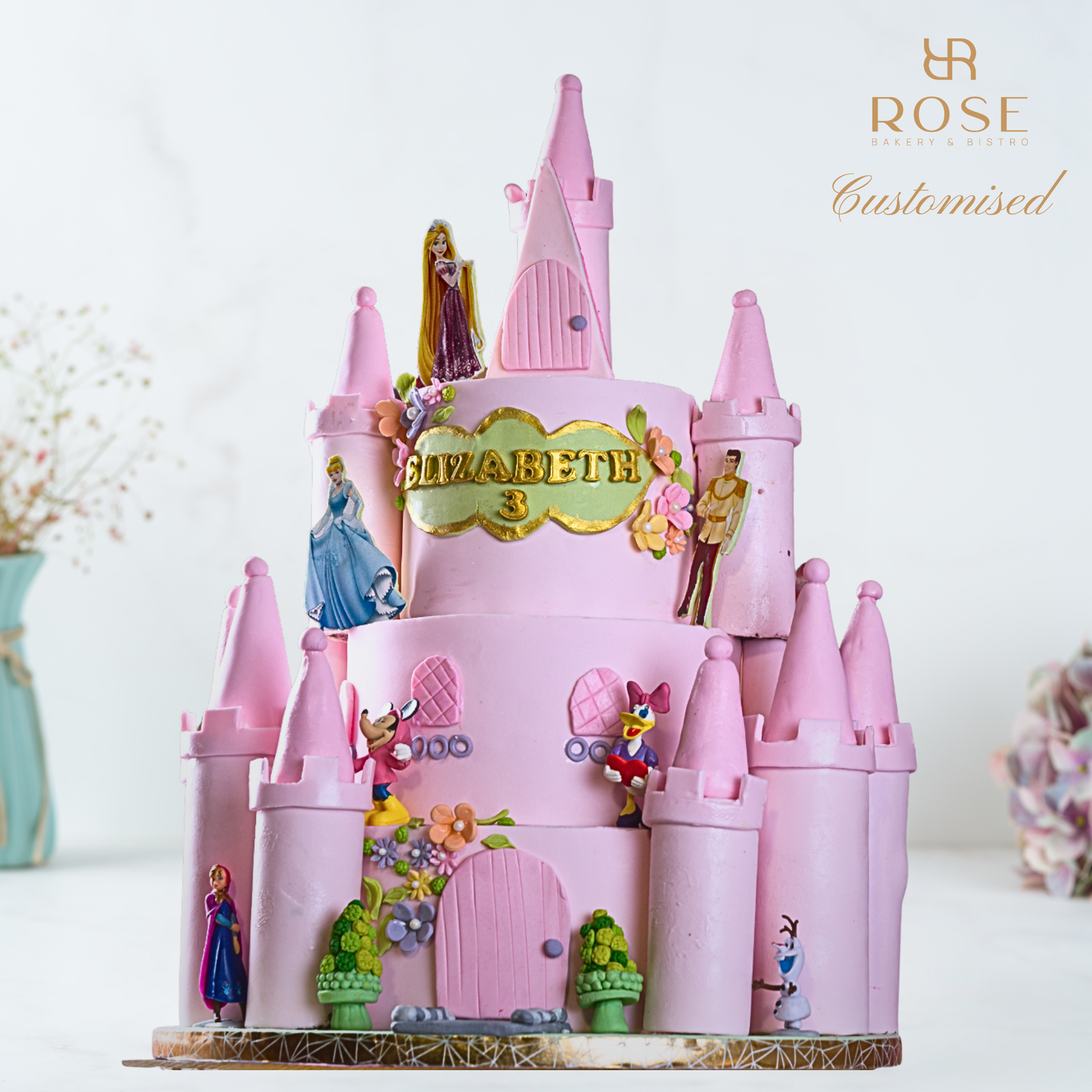 Magical Pink Disney Castle Celebration Cake