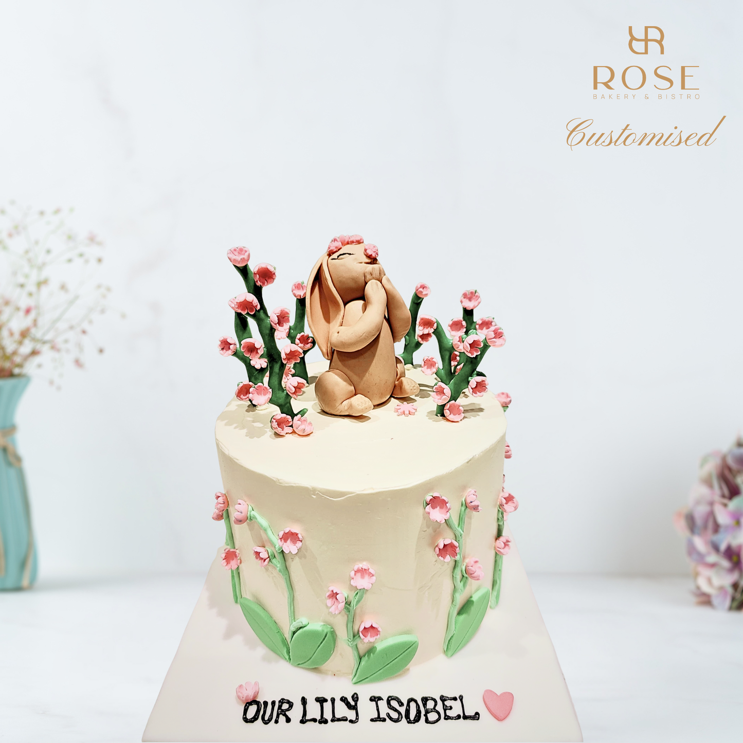 Floral Bunny Birthday Cake
