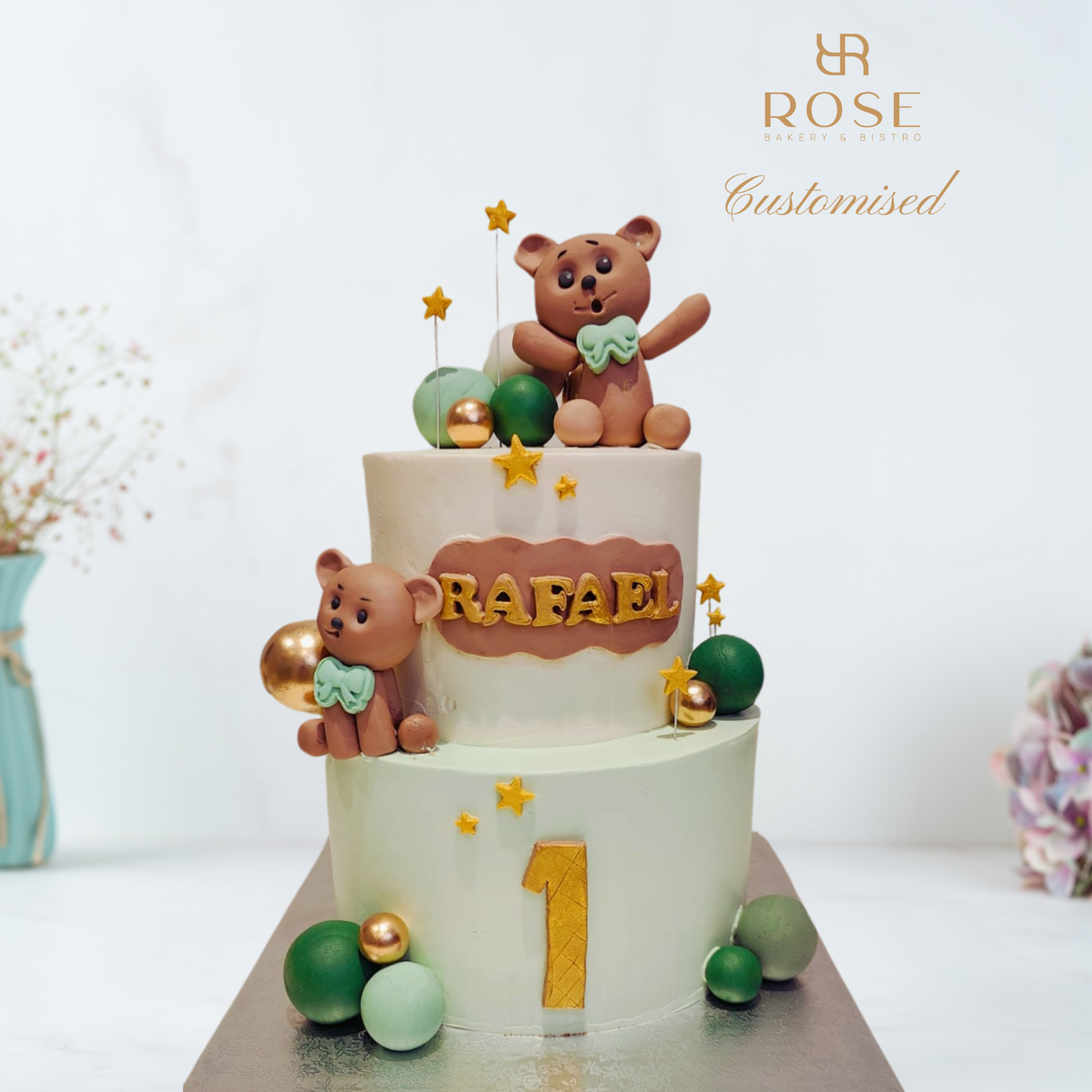 Teddy Bear 2-Tier Milestone Cake