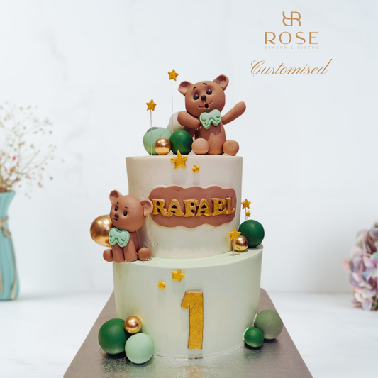Teddy Bear 2-Tier Milestone Cake