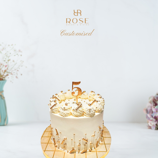 White and gold funfetti cake