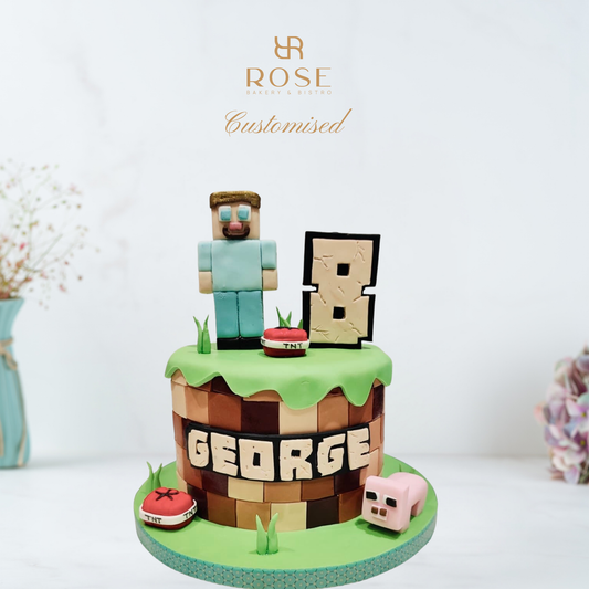 Minecraft-themed birthday cake