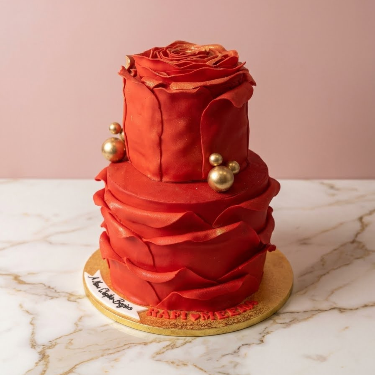 Red Rose tiered cake