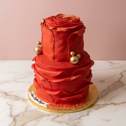 Red Rose tiered cake