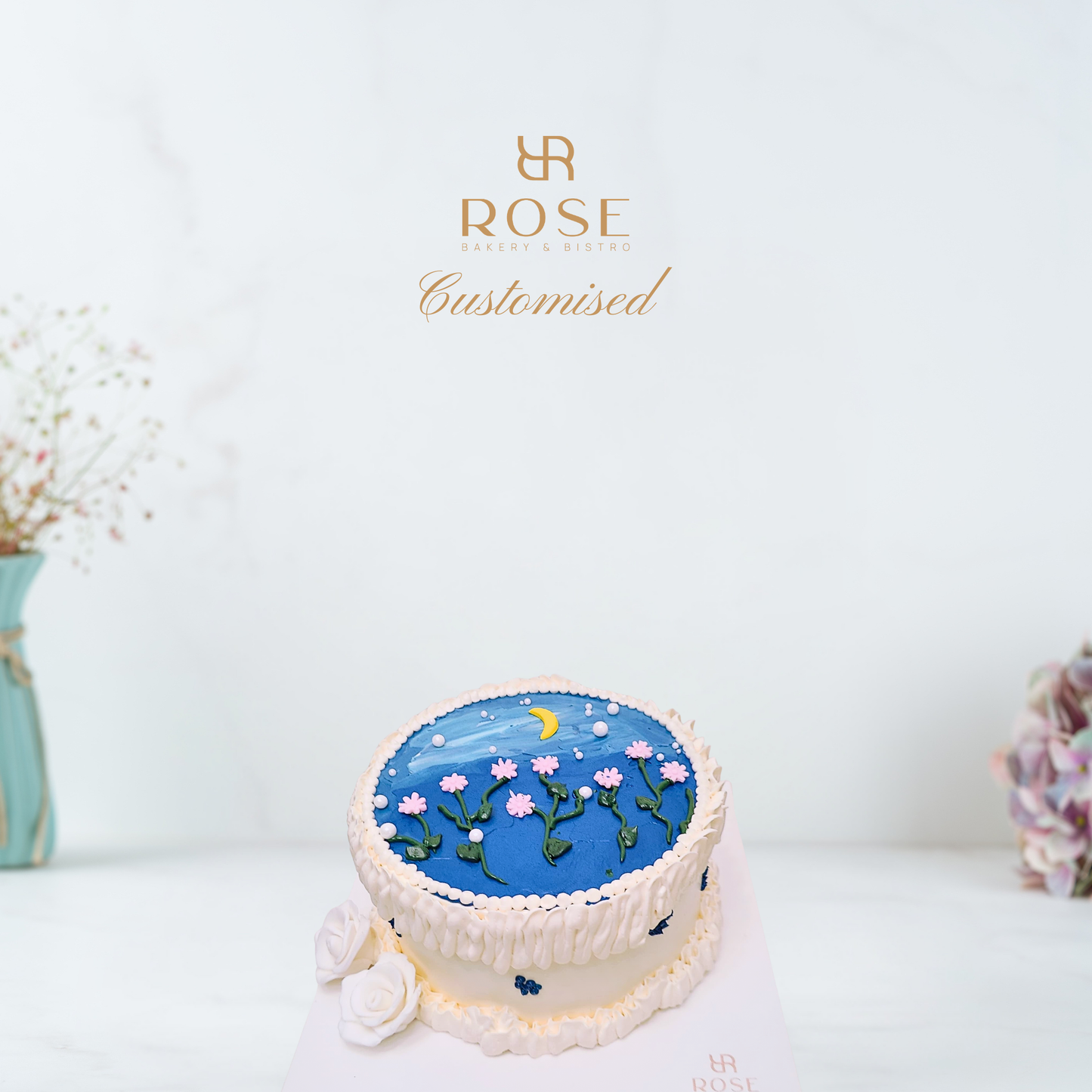 Floral Night Sky Custom Cake