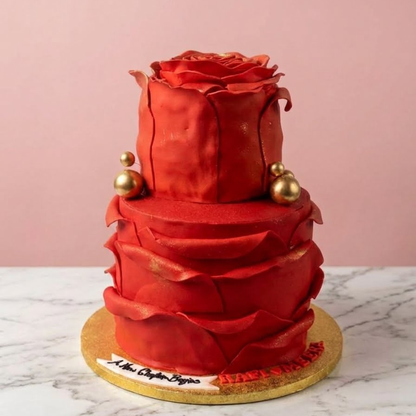 Red Rose tiered cake
