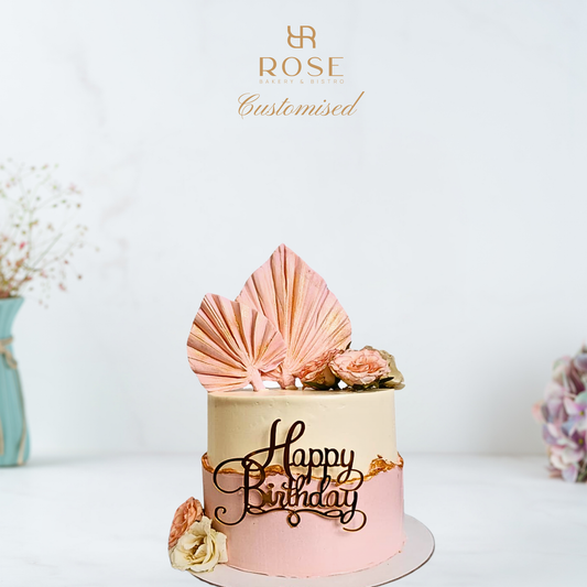 Chic Palm Leaf Birthday Cake
