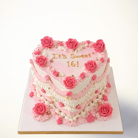 Pretty in Pink Vintage Heart Cake