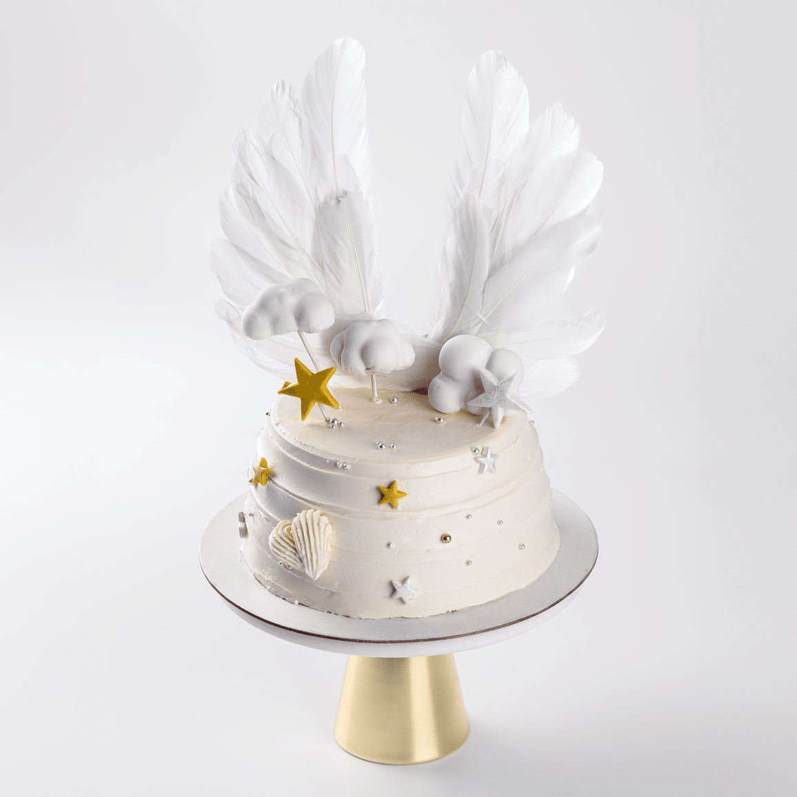 White angel wings cake